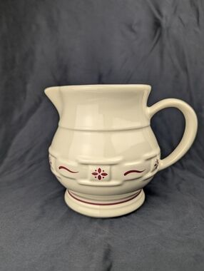 Longaberger Woven Traditions Pottery Small Juice Pitcher, Classic Red 32 Oz/1 qt